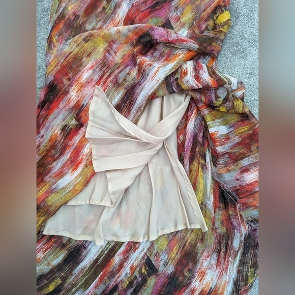 DANIER leather and silk multicolor maxi mermaid dress size 12 - Picture 7 of 12